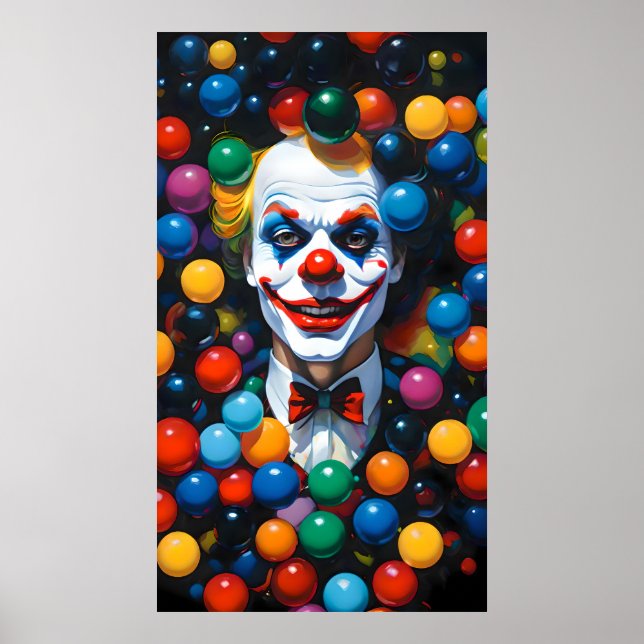 POSTER CLOWN SOURIANT DANS LA BALLE (Devant)