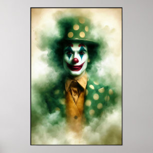 Poster Clown Vintage Aquarelle Joyeuse Avec un Sourire Ra