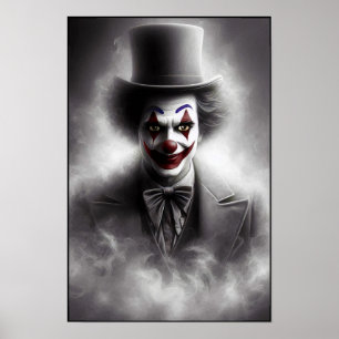 Poster Clown Vintage Dérangé Avec un Sourire Siniètre 