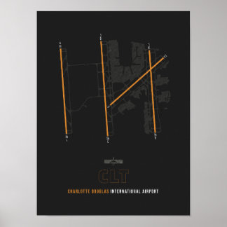 Poster CLT - Charlotte Douglas Airport Diagramme