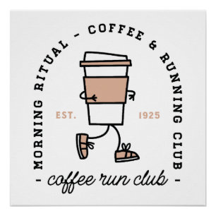 Poster Club de course au café humour amateur de course es