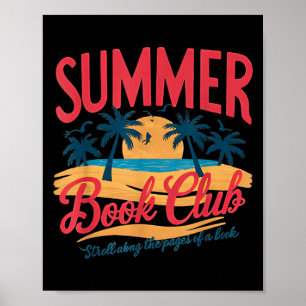 Poster Club de lecture rétro d'été Vacances amusantes à l