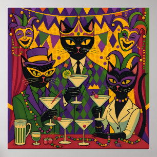 Poster Club de Martini du Chat Noir Rétro Futuriste Mardi
