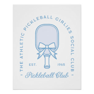 Poster Club de Pickleball bleu esthétique fêtes côtières