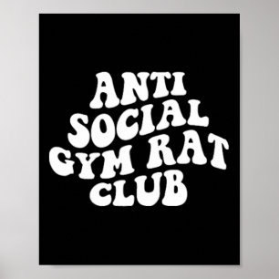Poster Club de rat de gym antisocial drôle de gym fitness
