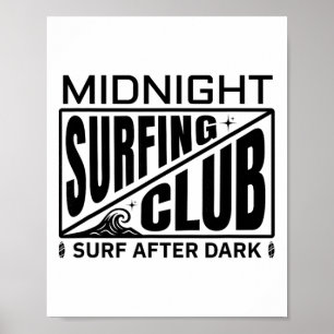 Poster Club de surf de minuit Vie des surfeurs au clair d
