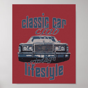 Poster club de voiture classique vintage vieil amant voit
