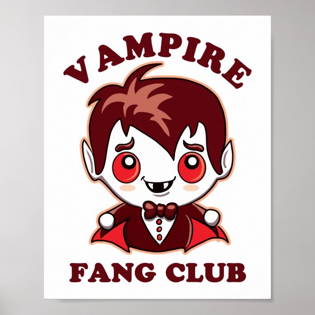 Poster Club Fang | Pun Drôle Et Vampire Mignons (Devant)