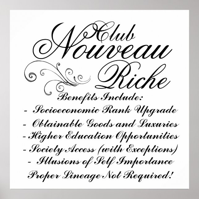 Poster Club Nouveau Riche (Devant)