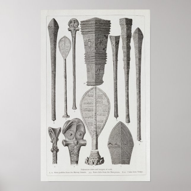 Poster Clubs polynésiens et insignes de rang (Devant)