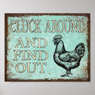 Poster Cluck Autour Et Découvrez Rustic Drôle Poulet
