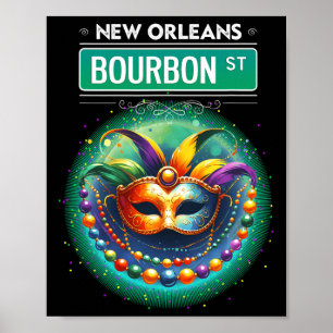 Poster Cly New Orleans Bourbon Street Cool Fun Nola Mardi