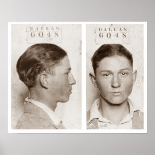 Poster Clyde Champion Barrow Mug Shot Dallas Circa 1926