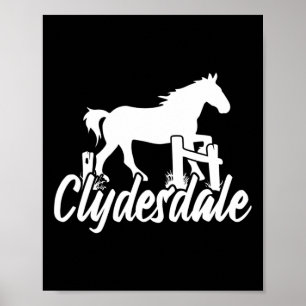 Poster Clydesdale Ébauche Cheval Pun Horseback équitation