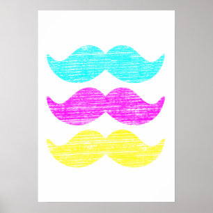 Poster CMY Mustaches (style presse-lettres)