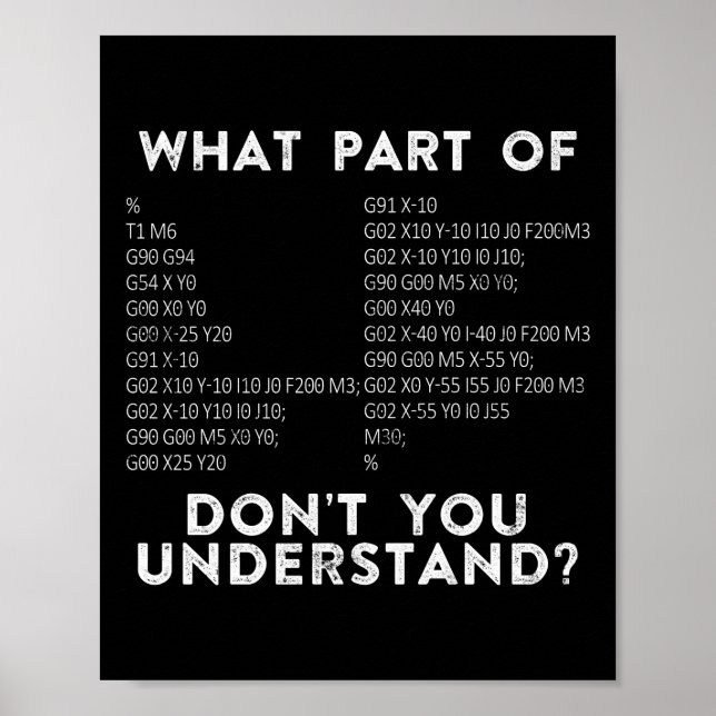 Poster CNC Machinist Quelle partie de Ne comprenez-vous p (Devant)