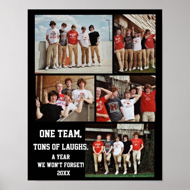 Poster Coach baseball Photo Collage Name Team # (Devant)