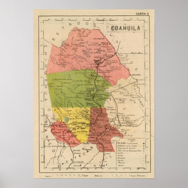 Poster Coahuila, Mexique (Devant)