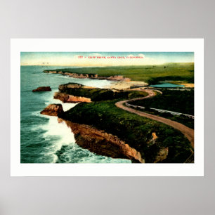 Poster Coast Drive, Père Noël Cruz, Californie Vintage