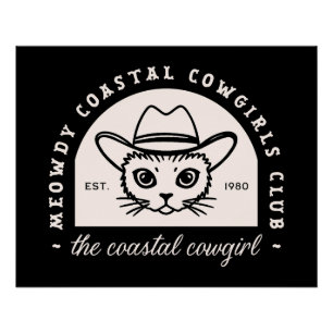 Poster Coastal cowgirl Wild West drôle chat noir