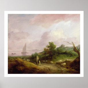 Poster Coastal Landscape with a Shepherd and his Flock, c