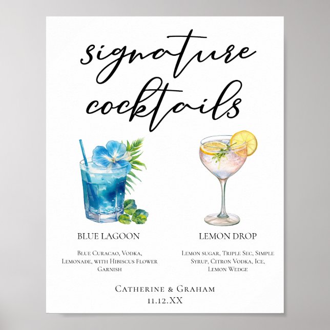 Poster Coastal Mariage Signature Cocktails Menu (Devant)