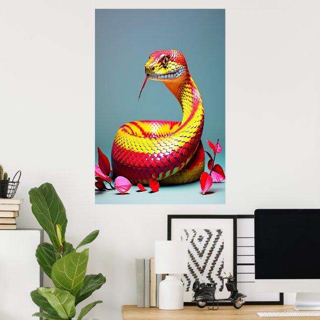 Poster Cobra serpent avec des écailles rouges et jaunes v (Bureau à domicile)