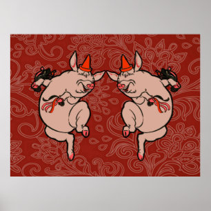 Poster Cochon de danse antique mignon danseur