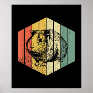Poster Cochon de Guinée | Animal de porc de Guinée Vintag