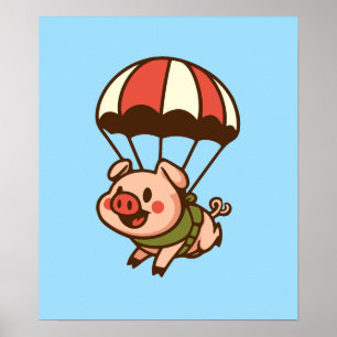 Poster Cochon de parachutisme