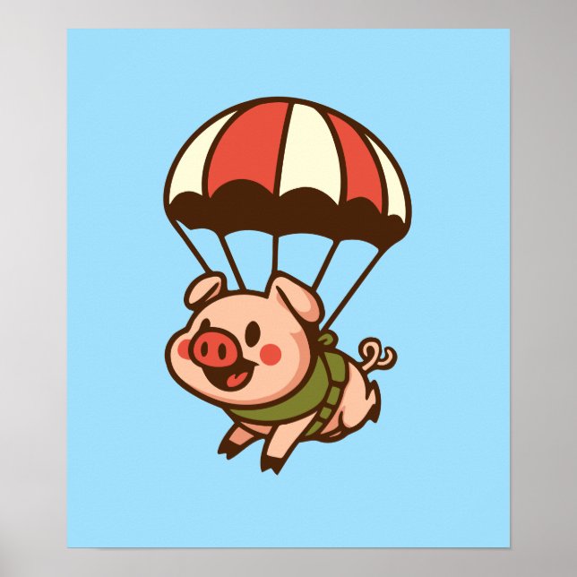 Poster Cochon de parachutisme (Devant)