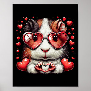 Poster Cochon d'Inde signe de la main de coeur Hommes Fem