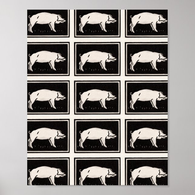 Poster Cochon noir et blanc par Julie de Graag (Devant)