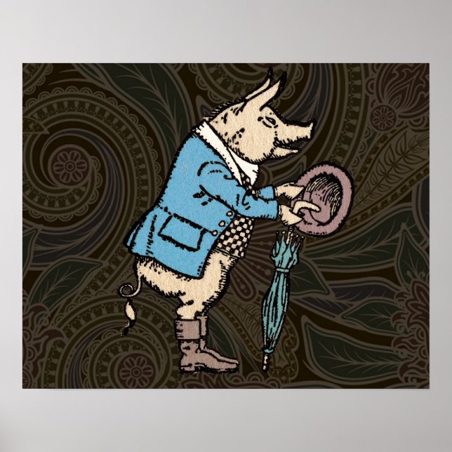 Poster Cochon portant une veste Antique formelle (Devant)