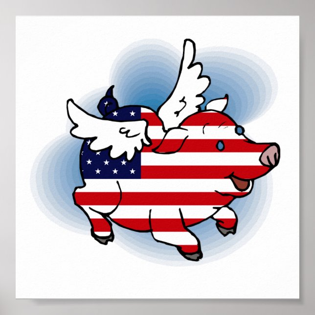 Poster Cochon(s) volant(s) patriotique(s) (Devant)