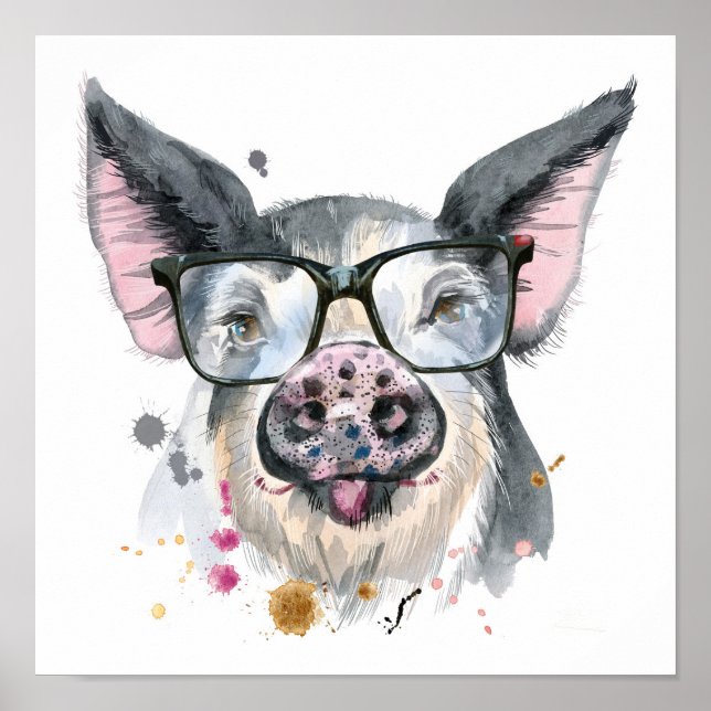 Poster Cochon tendance (Devant)