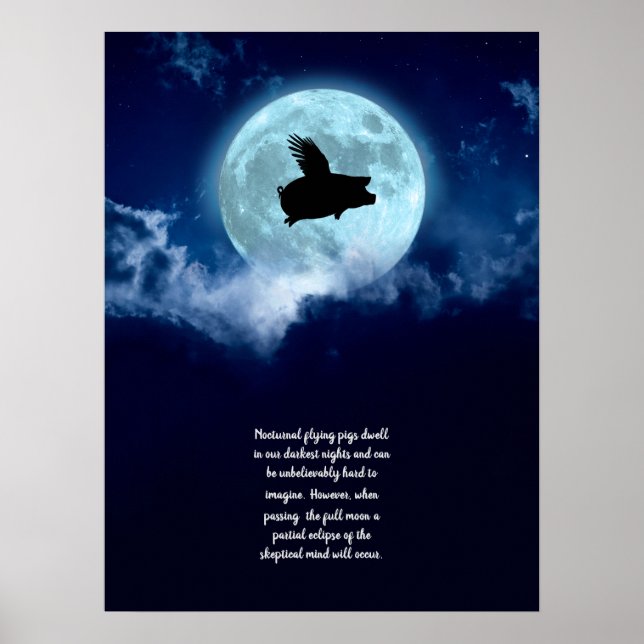 Poster Cochon volant nocturne (Devant)