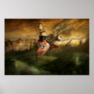 Poster Cochon Volant - Steampunk - Le porc volant