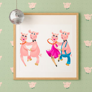 Poster Cochons dansants