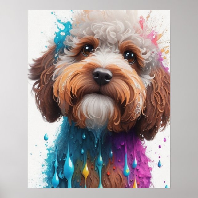 Poster cockapo coloré à éclaboussure de peinture (Devant)