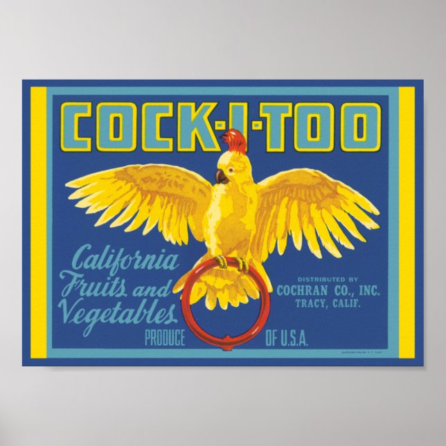 Poster Cockatoo California Fruit and Vegetable (Devant)