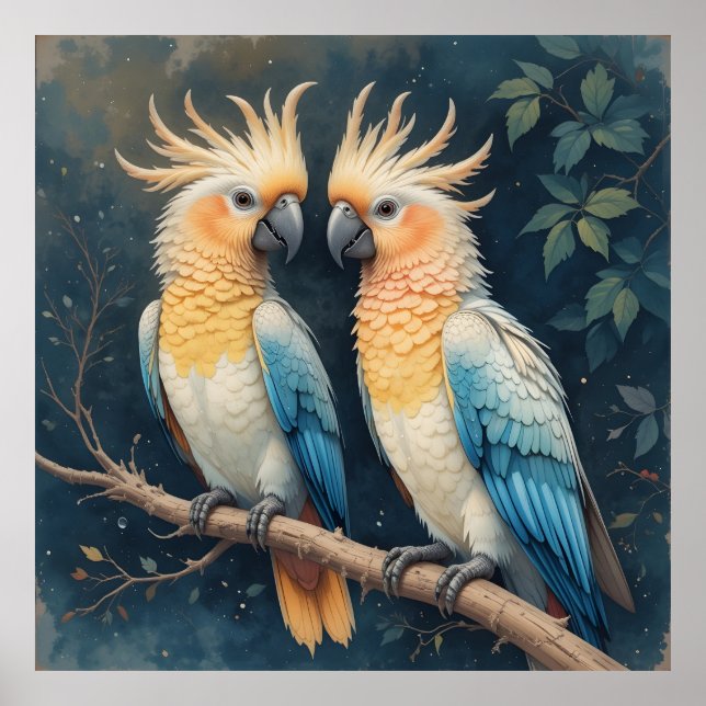 Poster Cockatoo Parrot Couple (Devant)
