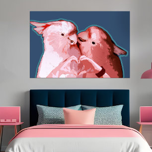Poster Cockatoos romantiques Jouer Pop Art Amusants Oisea