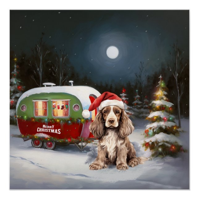 Poster Cocker d'hiver Spaniel Caravan Christmas Adventure (Devant)
