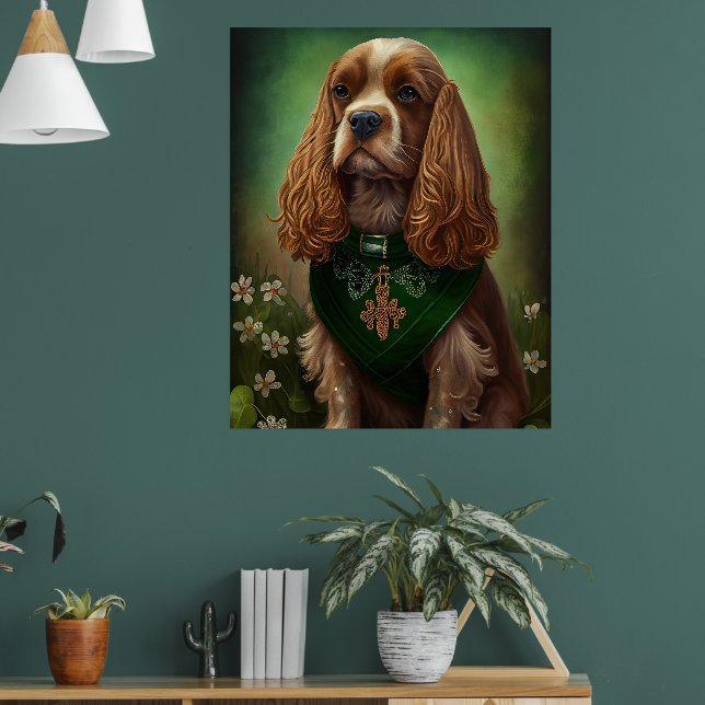 Poster Cocker Spaniel Chien en robe de fête St. Patrick (Salon 1)