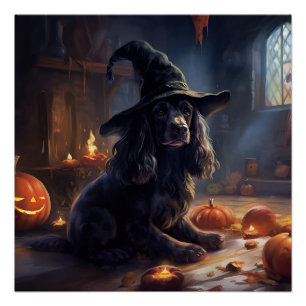 Poster Cocker Spaniel Citrouilles Halloween effrayant