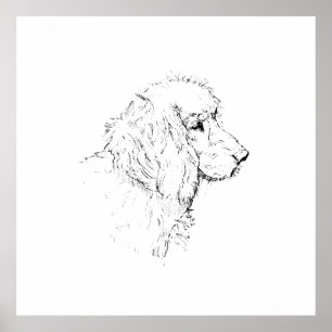 Poster Cocker Spaniel – Dessin au trait minimaliste de ch