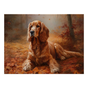 Poster Cocker Spaniel en automne feuilles chute inspire