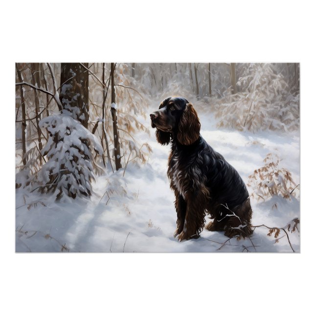 Poster Cocker Spaniel Laisser Neige Noël (Devant)