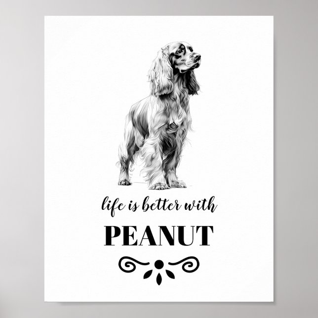 Poster Cocker Spaniel Life est meilleur avec Custom Dog N (Devant)